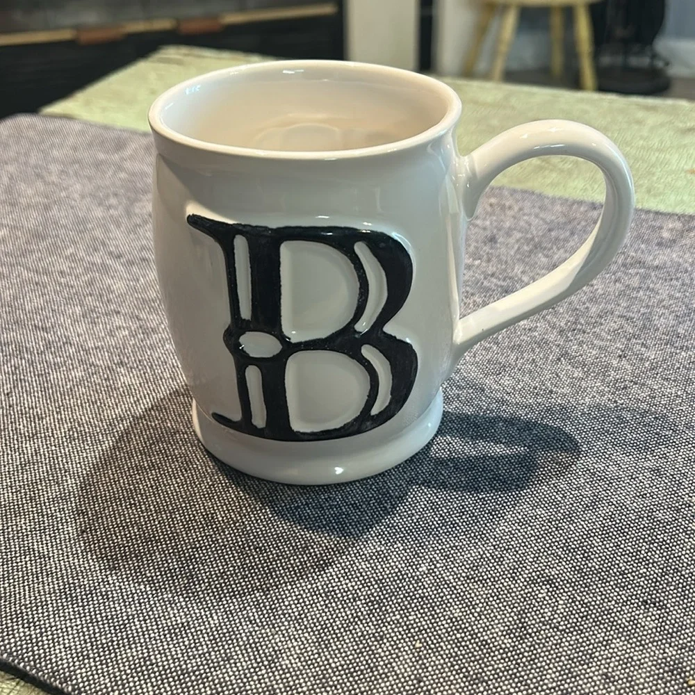 Pottery Barn A–Z Monogram Mug Letter B White Black Initial Coffee Cup